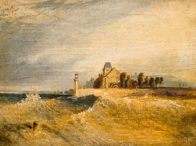 Scena costiera con molo da Henry Dawson